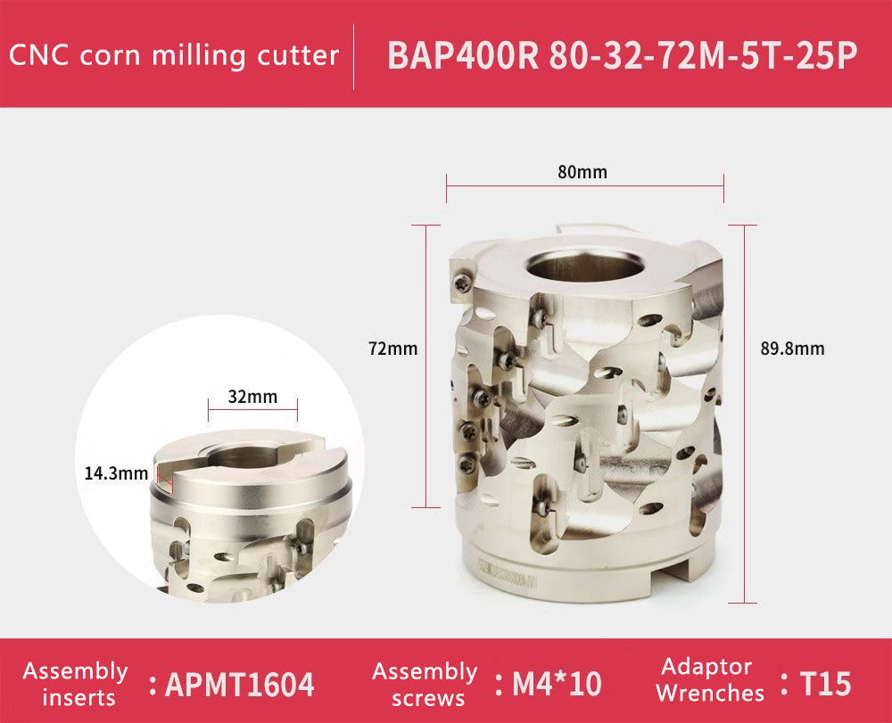 BAP 400R face mill helical indexable end mill CNC Milling Cutter Disc Helical Milling Cutter Bar Corn Cob Insert APMT1604 Shandong Denso Pricision Tools Co.,Ltd.